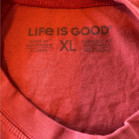 Life Is Good Shirt Men Extra Large Adult Pink/red Tee Crewneck Logo Cotton - Picture 2 of 4